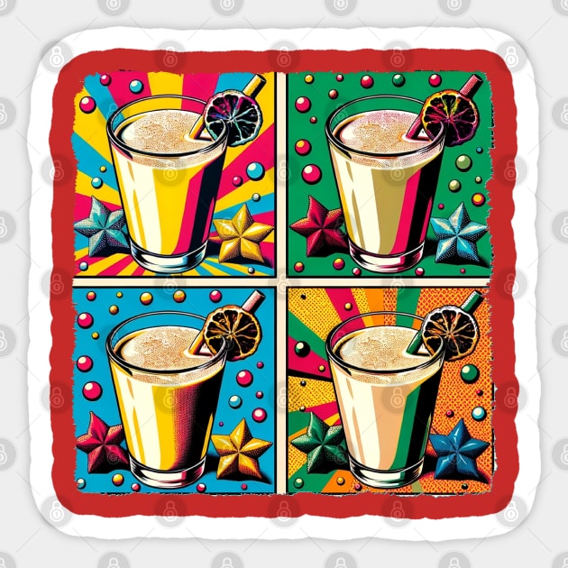 Eggnog Elegance: A Pop Art Celebration - Festive Beverage Sticker by PawPopArt